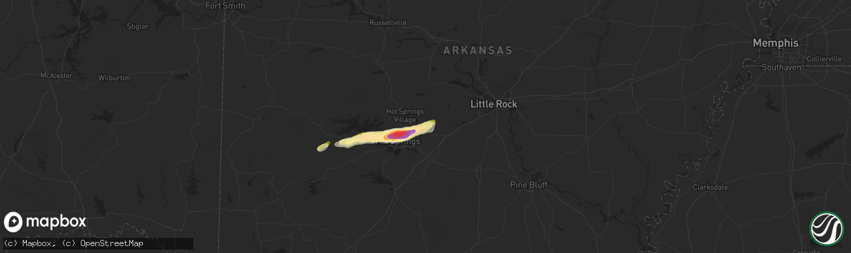 Hail map in Lonsdale, AR on February 9, 2024