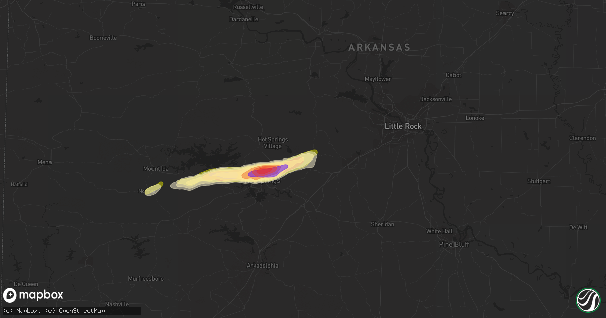 Hail map in Lonsdale, AR on February 9, 2024