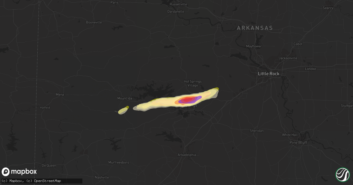 Hail map in Mountain Pine, AR on February 9, 2024