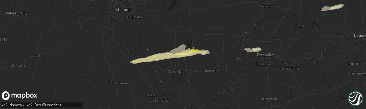 Hail map in Mulkeytown, IL on February 9, 2024