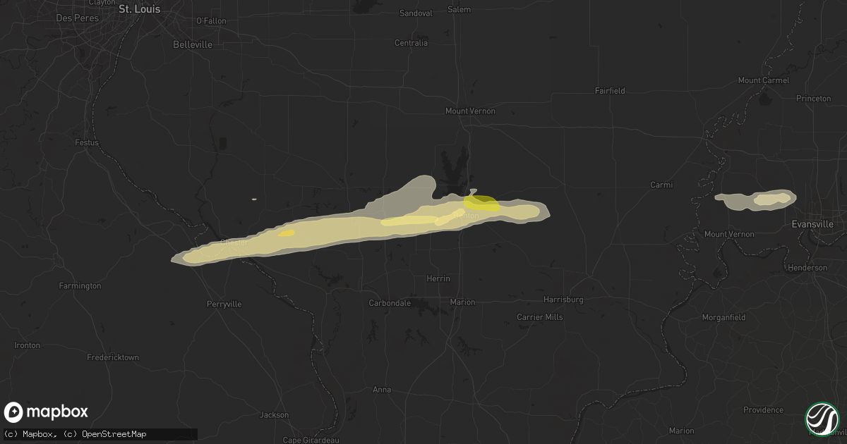 Hail map in Mulkeytown, IL on February 9, 2024