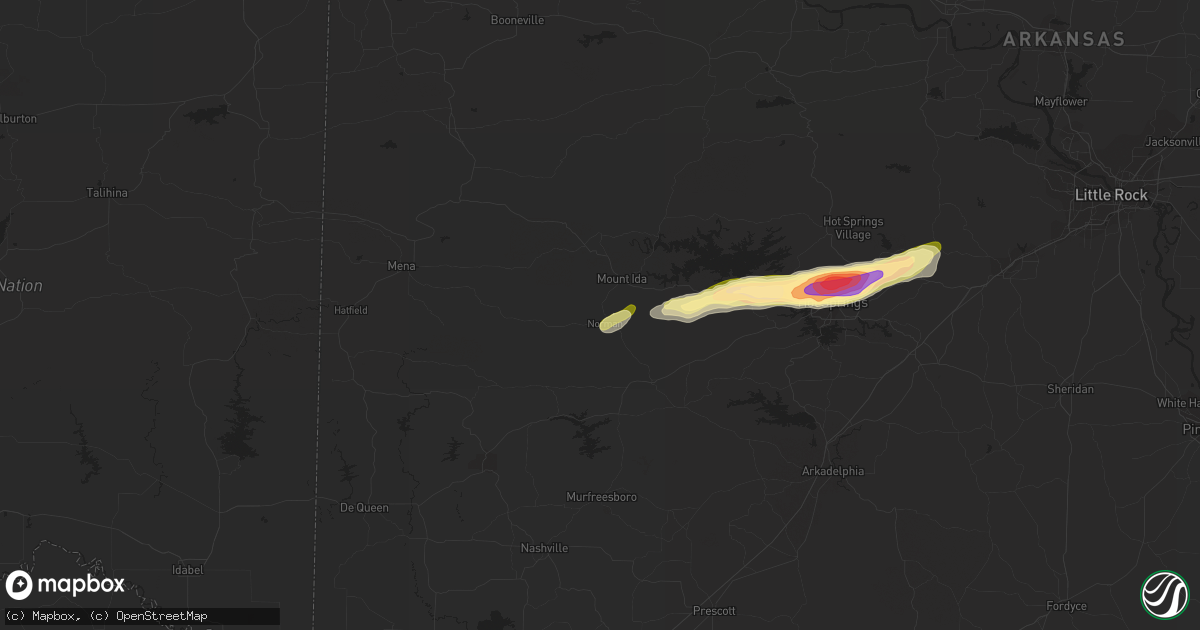 Hail map in Norman, AR on February 9, 2024