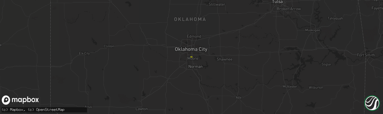 Hail map in Oklahoma City, OK on February 9, 2024