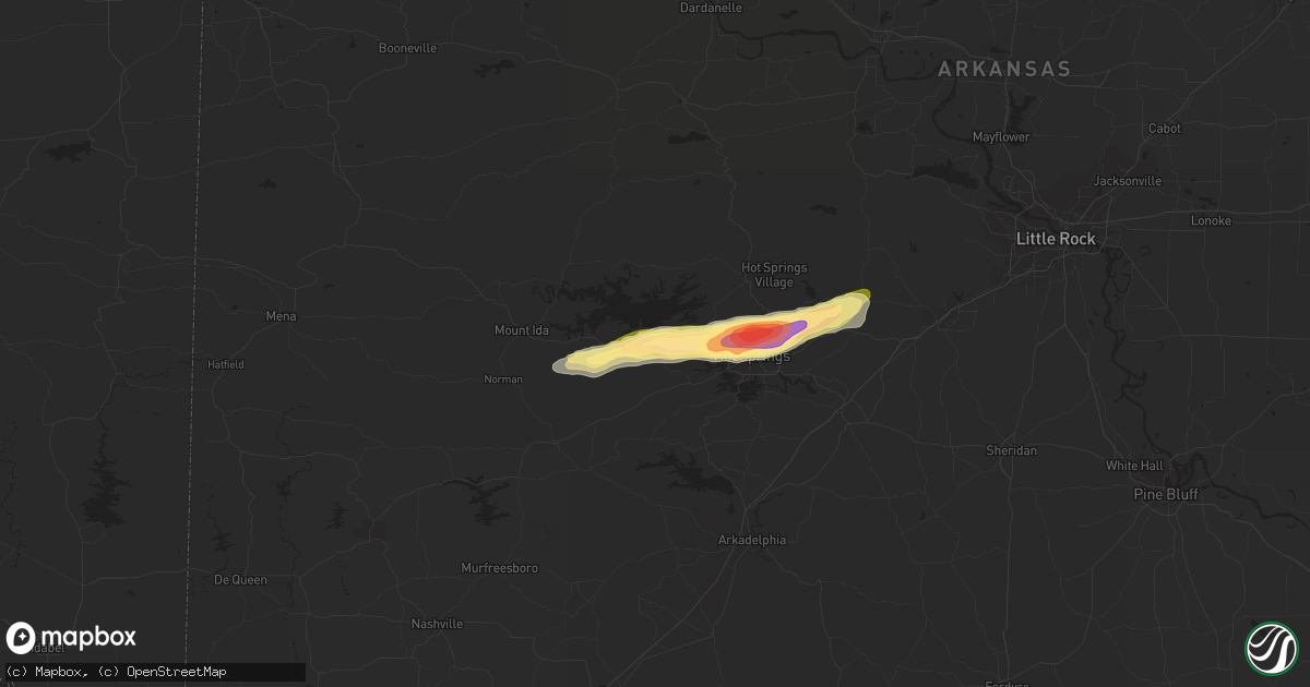 Hail map in Royal, AR on February 9, 2024