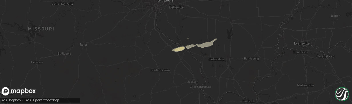 Hail map in Saint Mary, MO on February 9, 2024