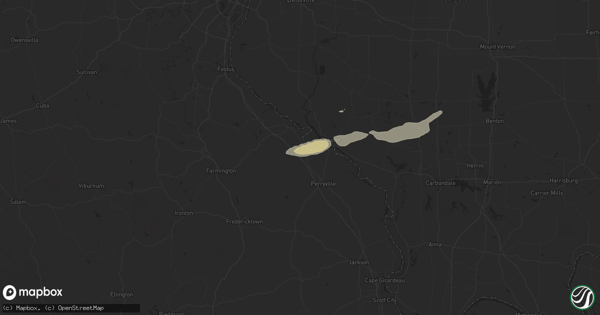 Hail map in Saint Mary, MO on February 9, 2024