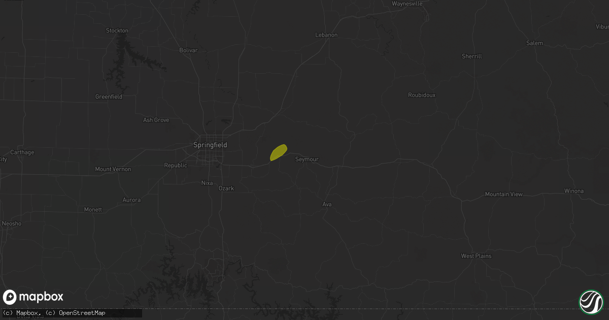 Hail map in Seymour, MO on February 9, 2024