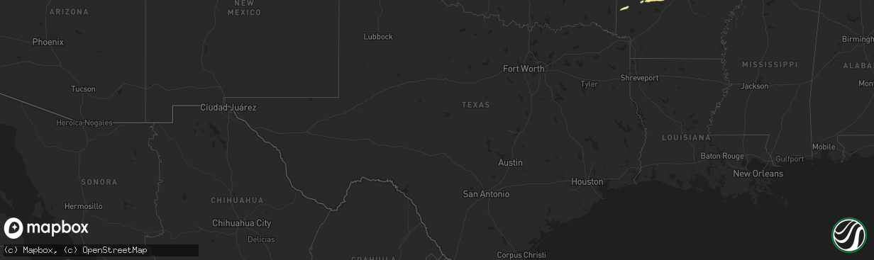 Hail map in Texas on February 9, 2024