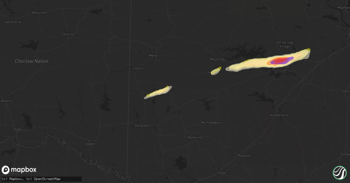 Hail map in Umpire, AR on February 9, 2024