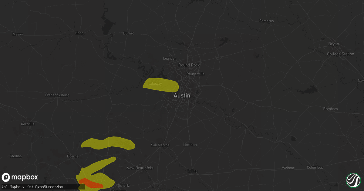 Hail map in Austin, TX on February 10, 2009
