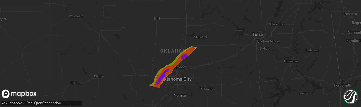Hail map in Guthrie, OK on February 10, 2009