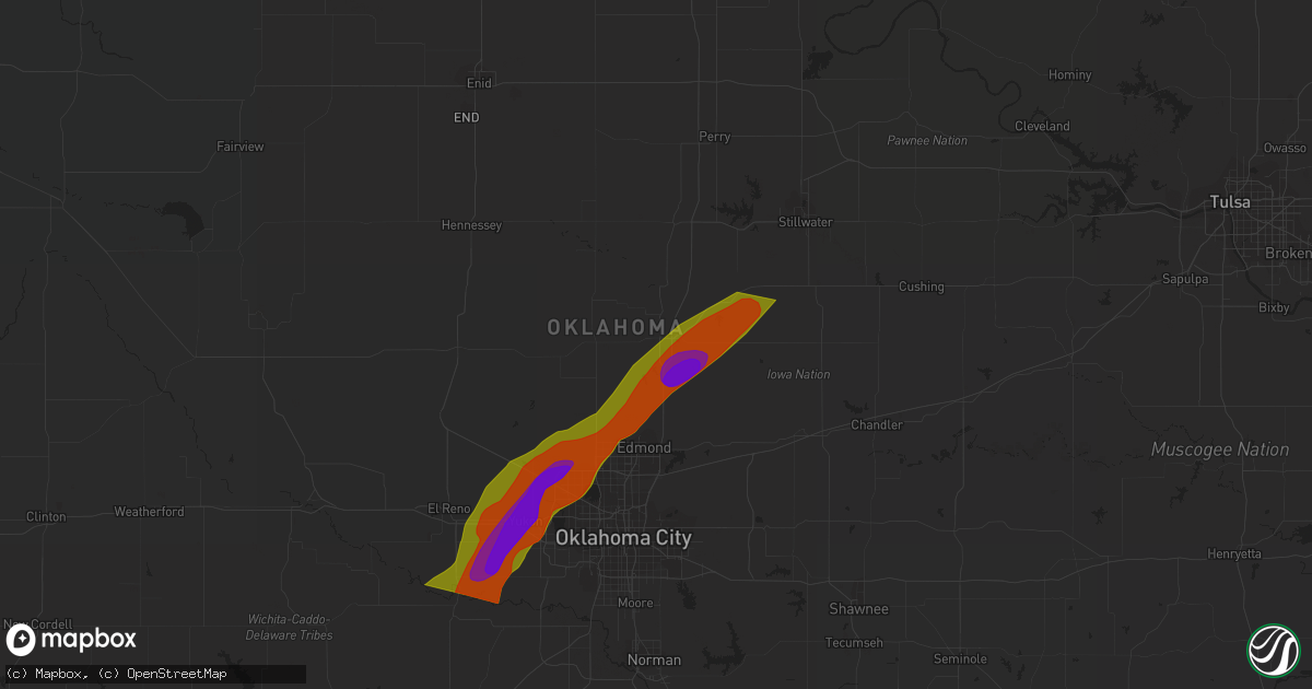 Hail map in Guthrie, OK on February 10, 2009