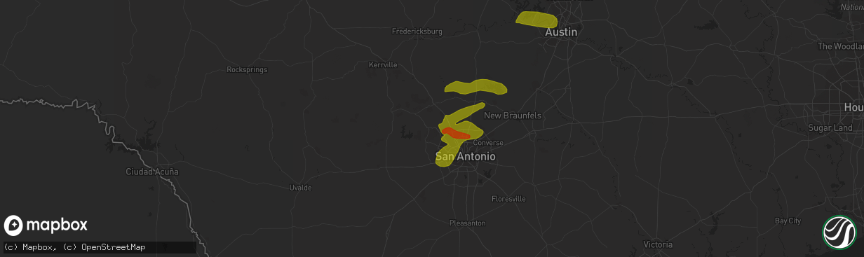 Hail map in Helotes, TX on February 10, 2009