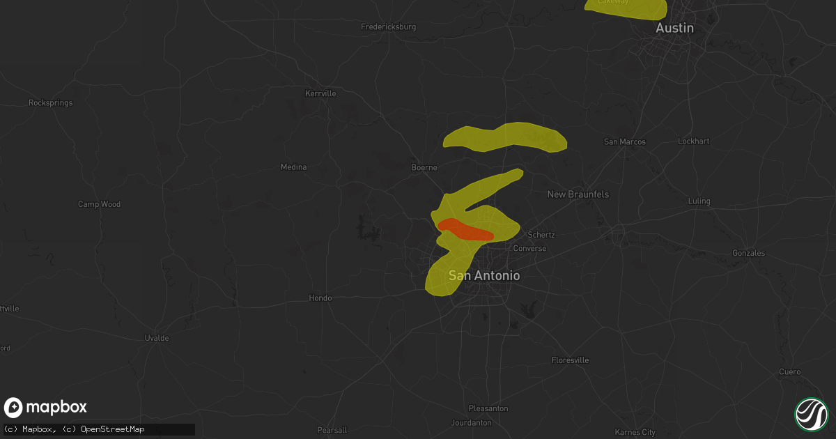 Hail map in Helotes, TX on February 10, 2009
