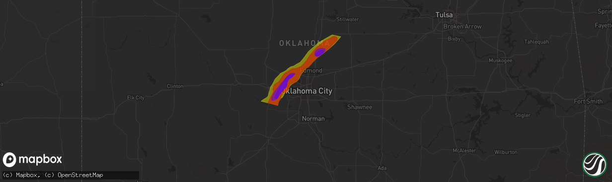 Hail map in Oklahoma City, OK on February 10, 2009