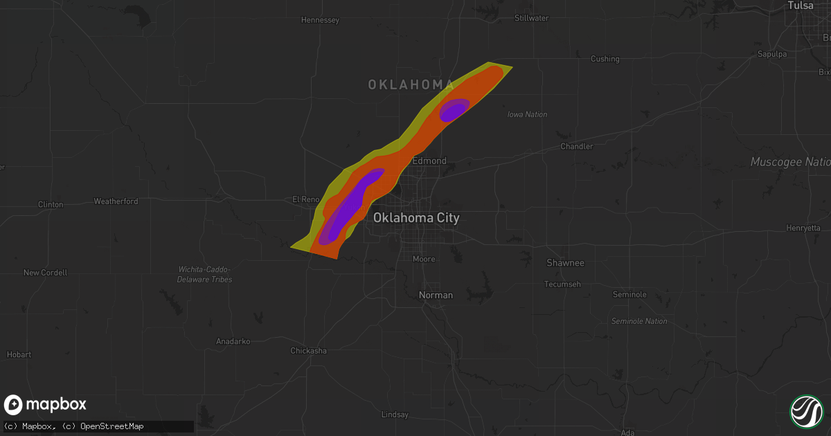 Hail map in Oklahoma City, OK on February 10, 2009