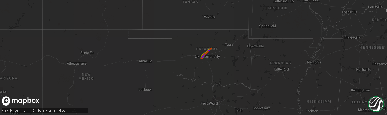 Hail map in Oklahoma on February 10, 2009