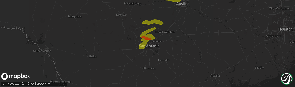 Hail map in San Antonio, TX on February 10, 2009