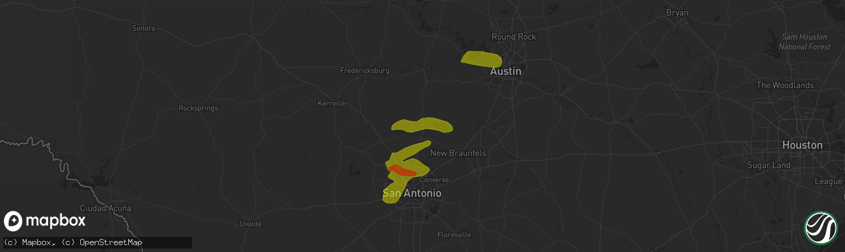 Hail map in Spring Branch, TX on February 10, 2009