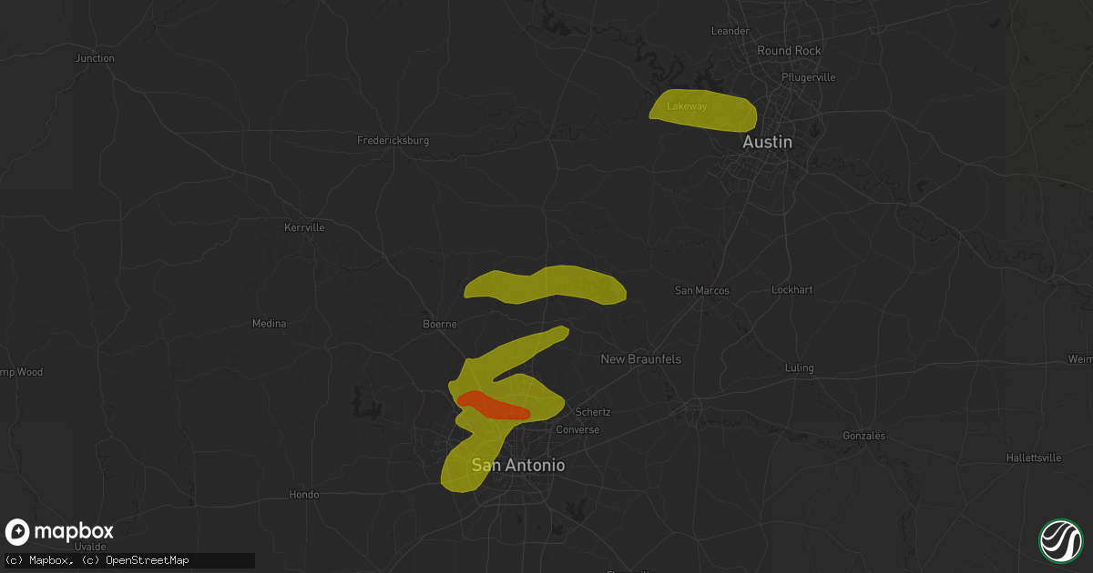 Hail map in Spring Branch, TX on February 10, 2009