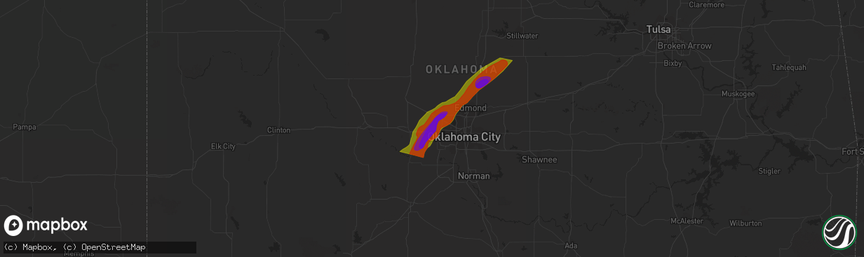 Hail map in Yukon, OK on February 10, 2009