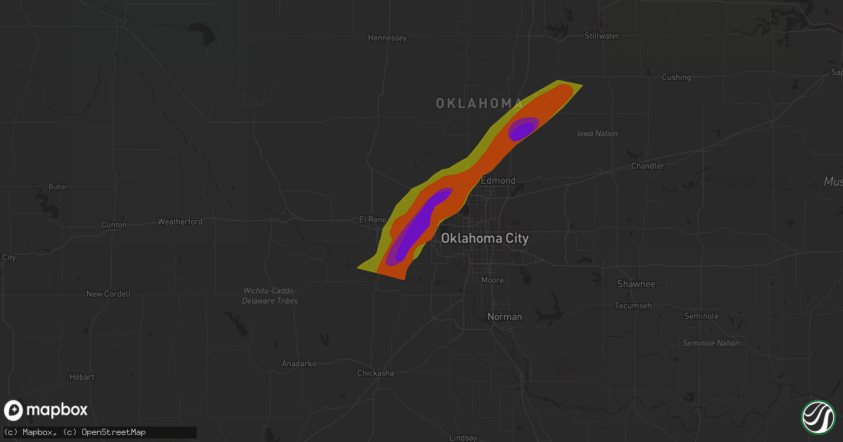 Hail map in Yukon, OK on February 10, 2009