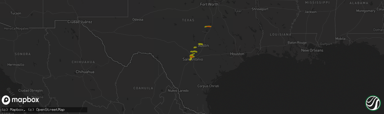 Hail map on February 10, 2009