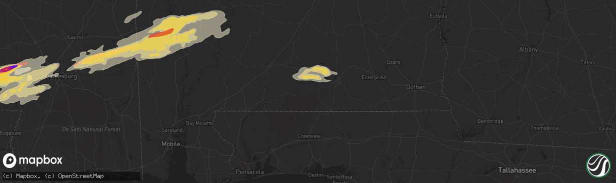 Hail map in Andalusia, AL on February 10, 2013