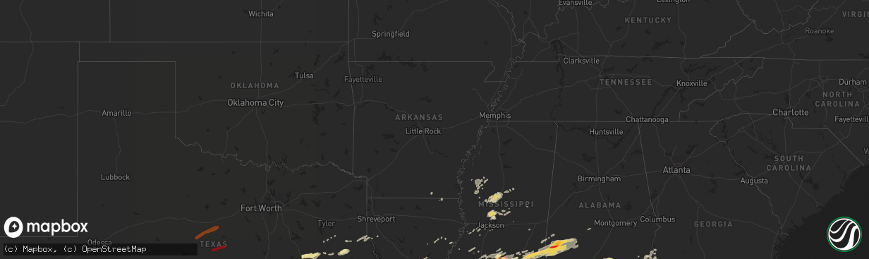 Hail map in Arkansas on February 10, 2013