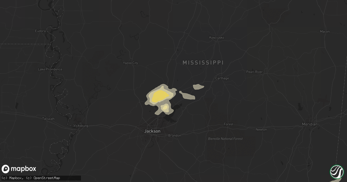 Hail map in Canton, MS on February 10, 2013