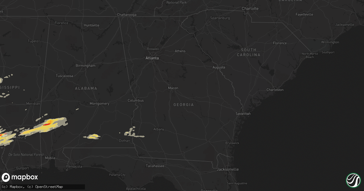 Hail map in Georgia on February 10, 2013