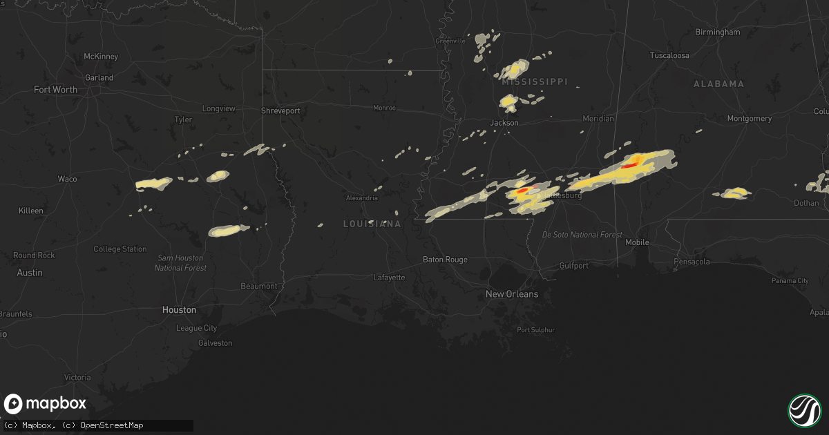 Hail map in Louisiana on February 10, 2013