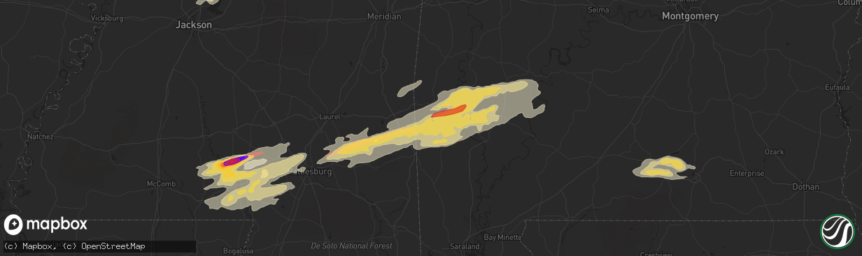 Hail map in Millry, AL on February 10, 2013