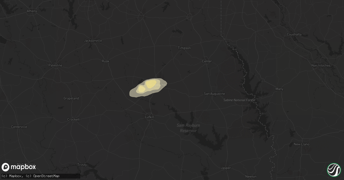 Hail map in Nacogdoches, TX on February 10, 2013