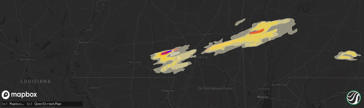 Hail map in Sumrall, MS on February 10, 2013