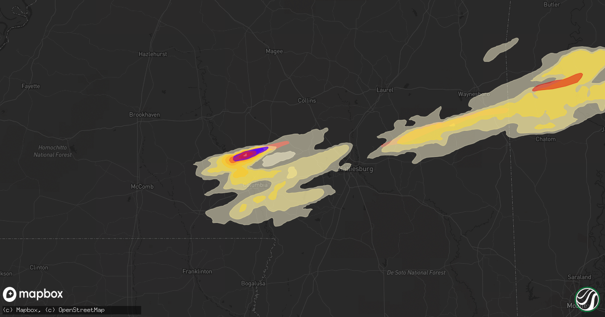 Hail map in Sumrall, MS on February 10, 2013