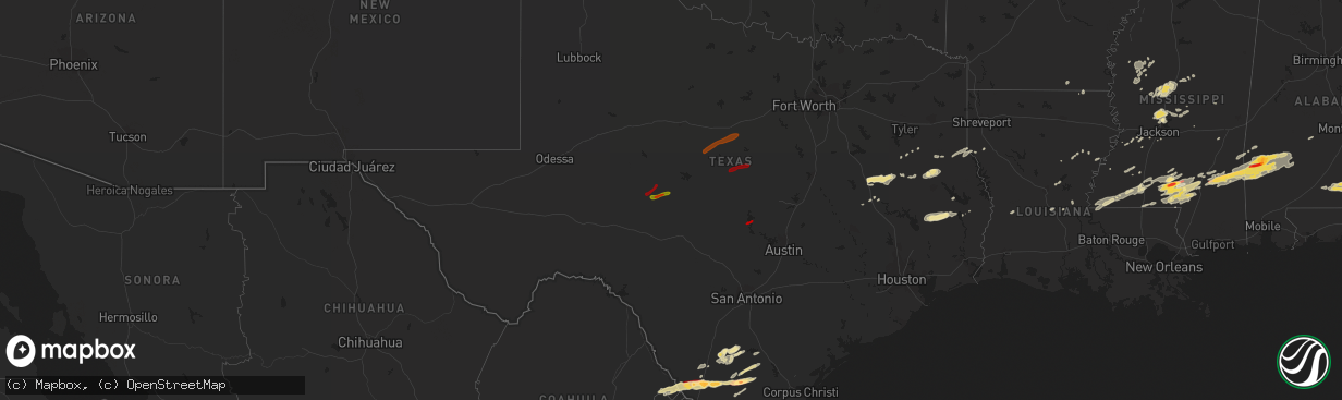 Hail map in Texas on February 10, 2013