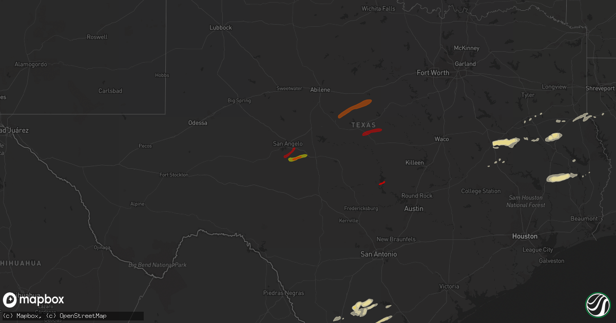 Hail map in Texas on February 10, 2013