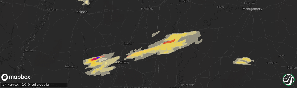 Hail map in Waynesboro, MS on February 10, 2013