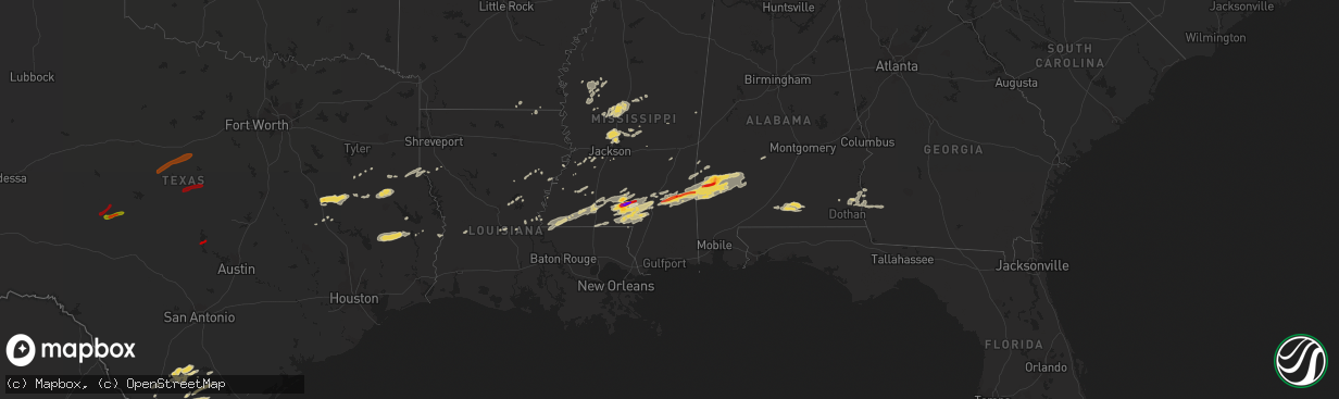 Hail map on February 10, 2013