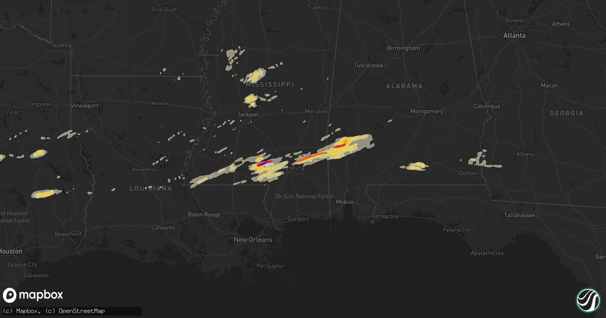 Hail map on February 10, 2013