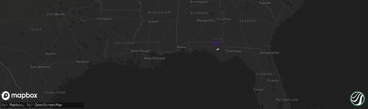 Hail map in Alabama on February 10, 2018