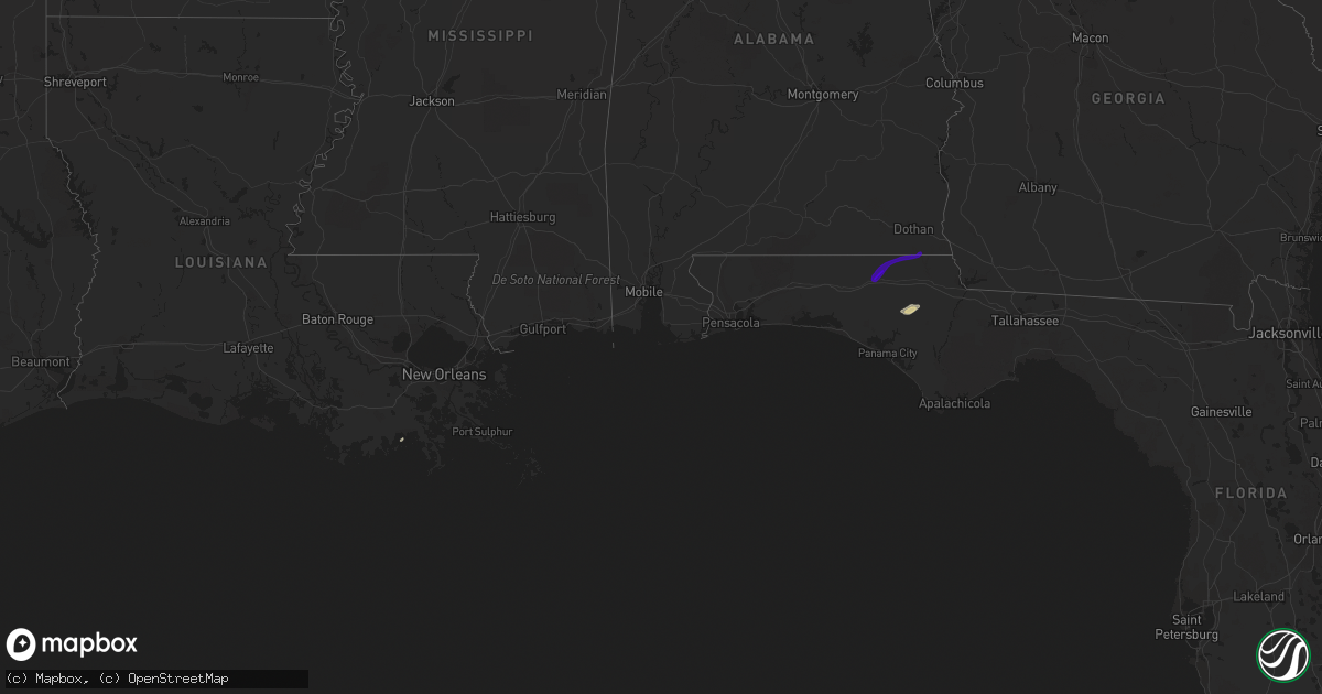 Hail map in Louisiana on February 10, 2018