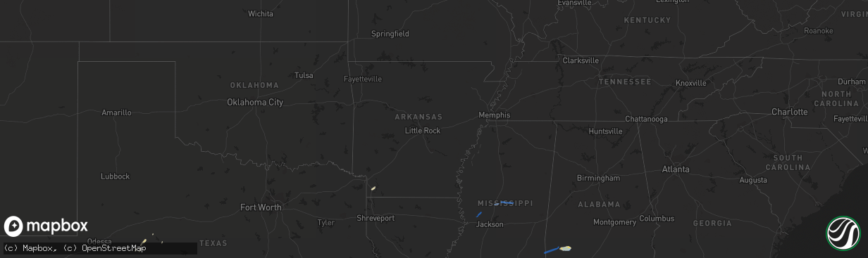 Hail map in Arkansas on February 10, 2020