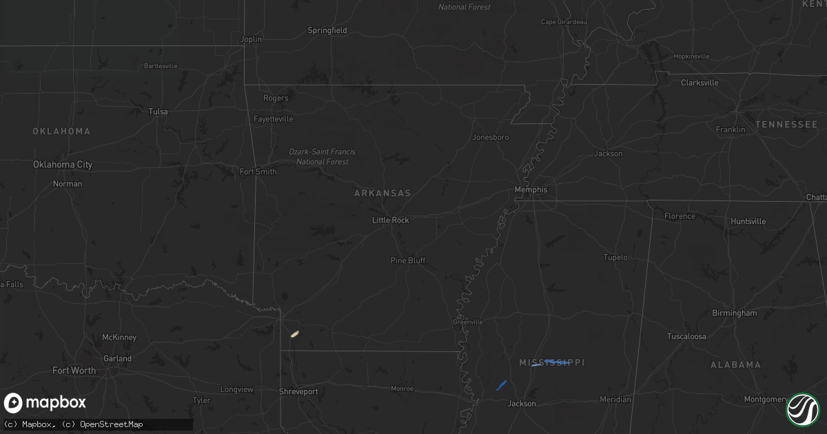 Hail map in Arkansas on February 10, 2020