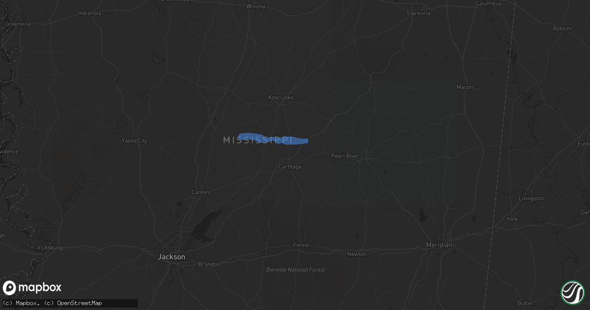 Hail map in Carthage, MS on February 10, 2020