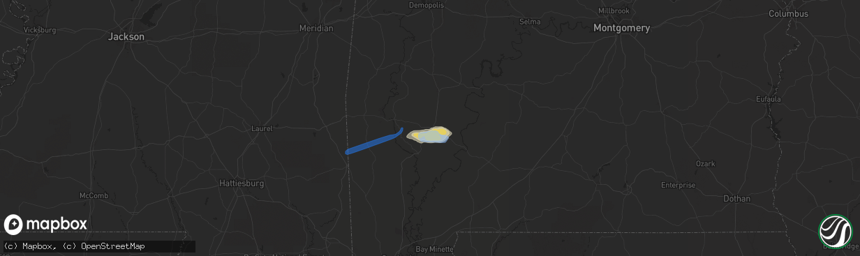 Hail map in Grove Hill, AL on February 10, 2020