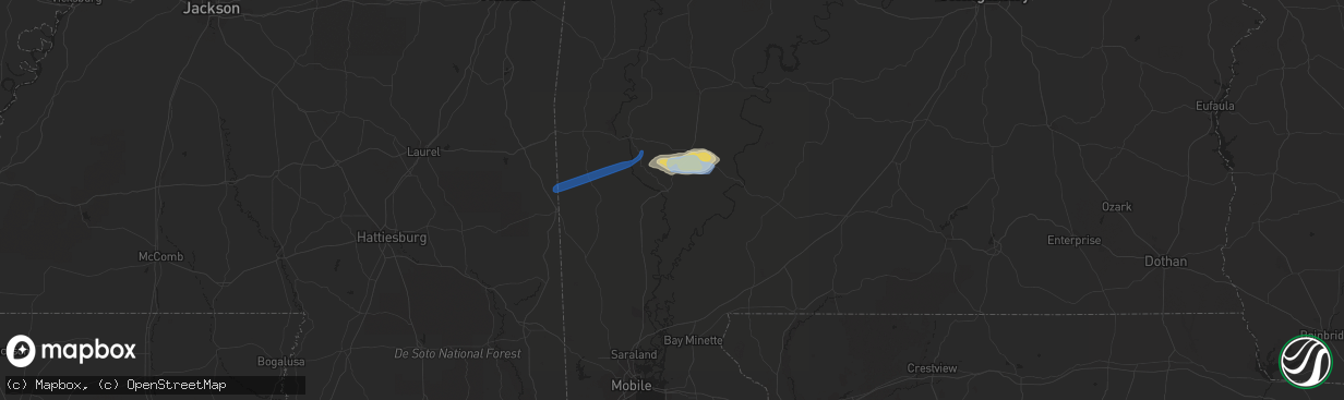 Hail map in Jackson, AL on February 10, 2020