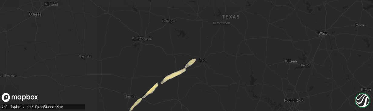 Hail map in Melvin, TX on February 10, 2020