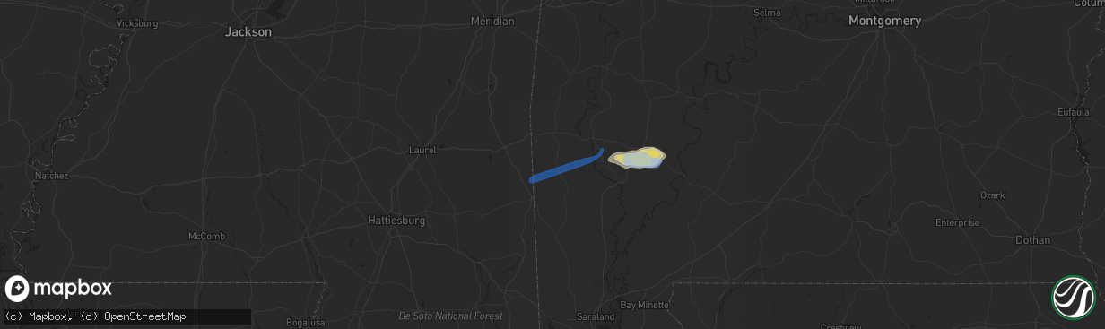 Hail map in Millry, AL on February 10, 2020